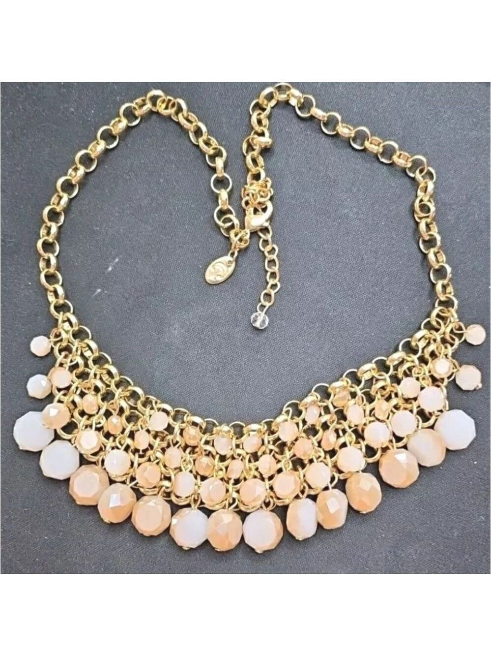 Charming Charlie Bib Glass Gold Tone Necklace